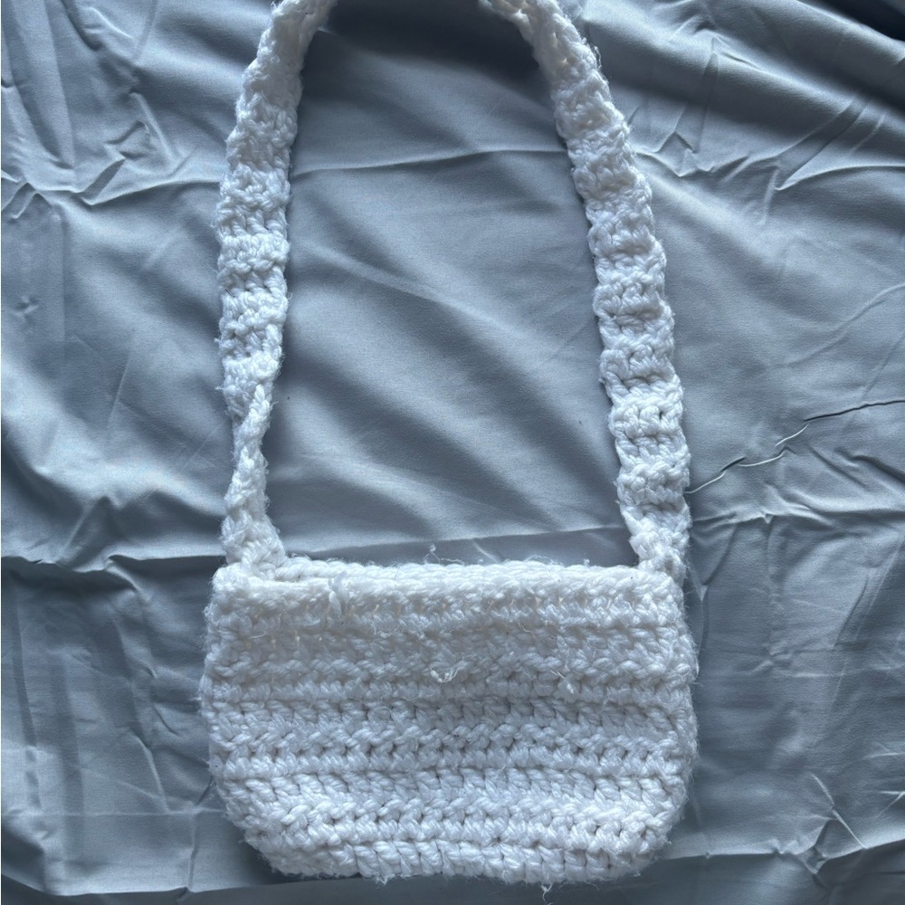 Elegant White Crochet Mini Bag